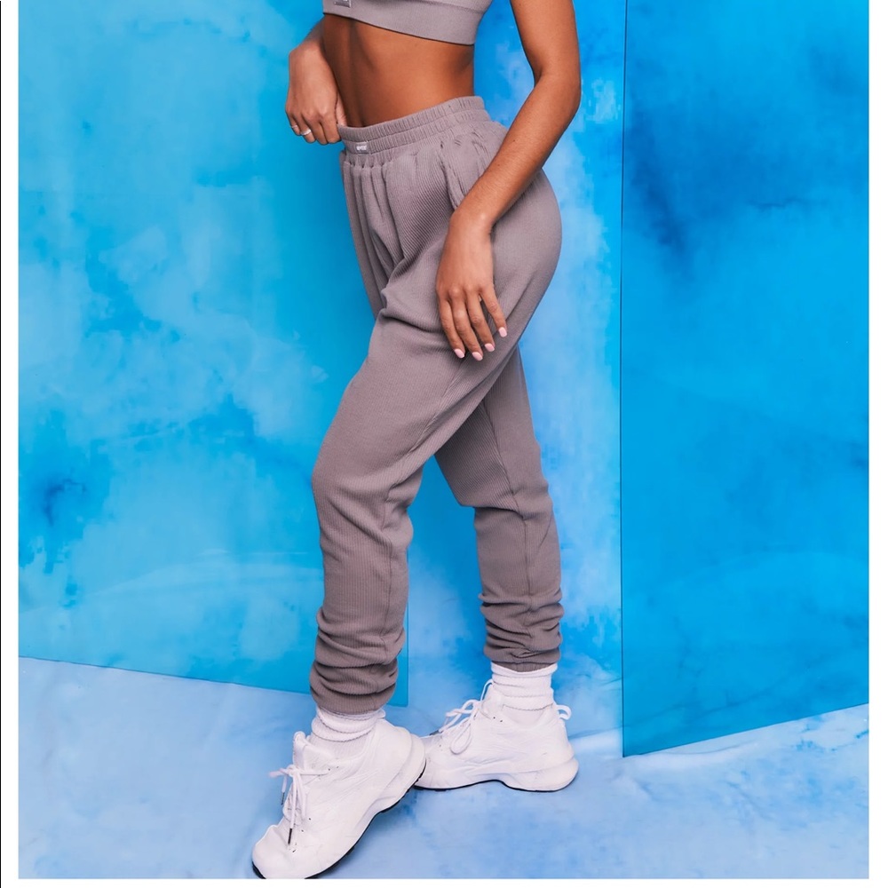 OH POLLY TAKE A BREAK RIBBED JOGGERS IN DARK GREY